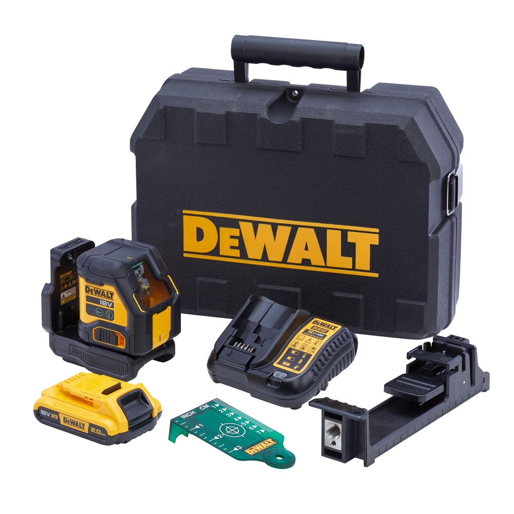 Laser croix compact XR 18V 2Ah Li-ion - Faisceaux verts - DCLE34021D1-QW - DEWALT
