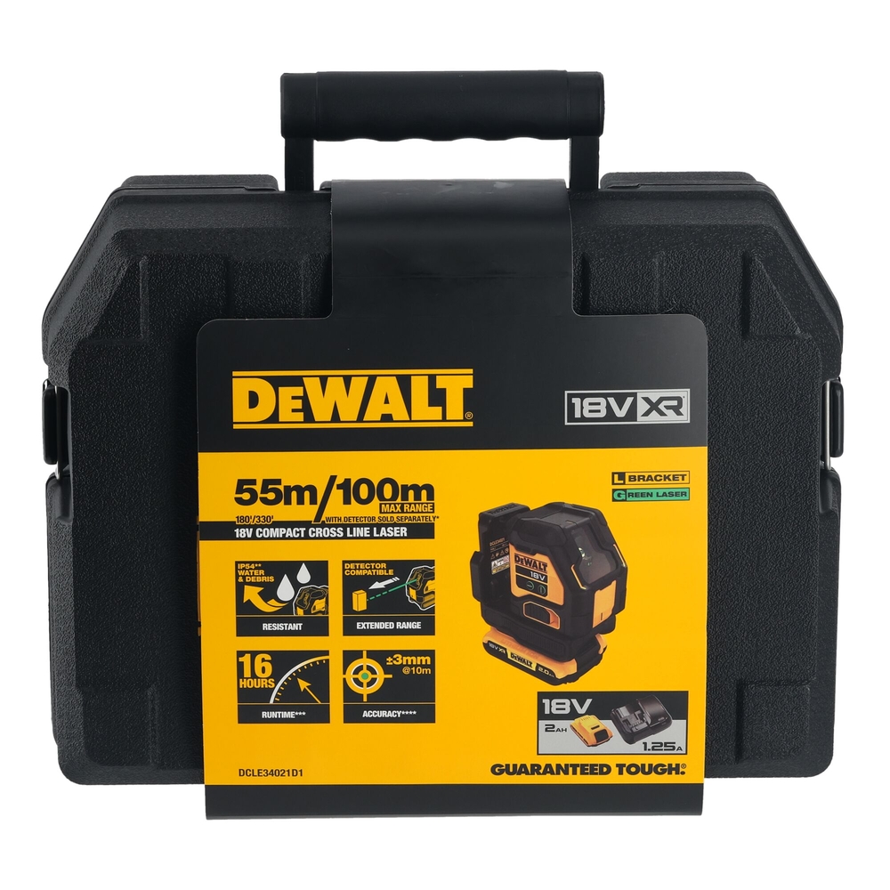 Laser croix compact XR 18V 2Ah Li-ion - Faisceaux verts - DCLE34021D1-QW - DEWALT