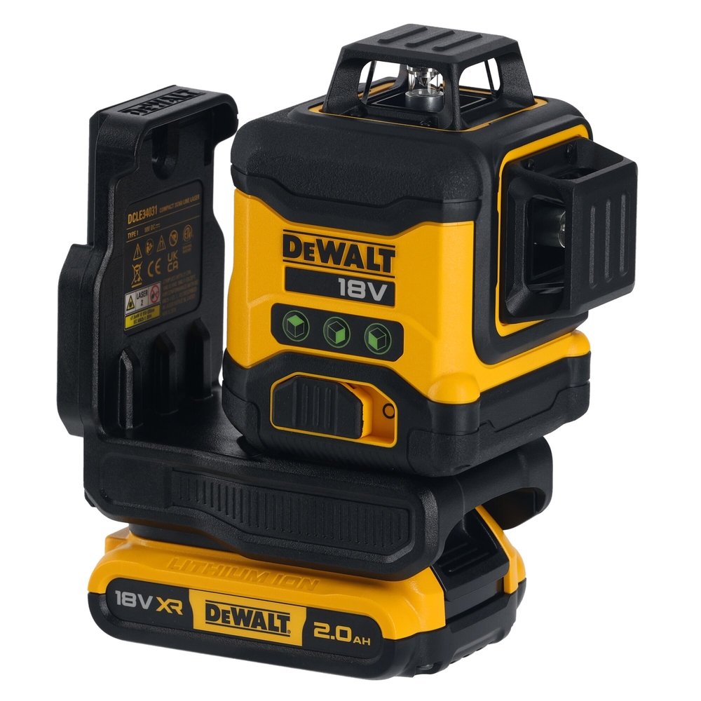 Niveau laser multilignes 3 x 360° compact XR 18 V 2 Ah Li-Ion - faisceaux verts - DCLE34031D1-QW - DEWALT