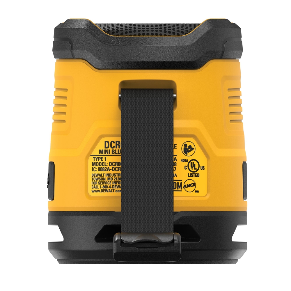 Enceinte Bluetooth USB-C - Attache avec clip, batterie intégrée - DCR009-XJ - DEWALT