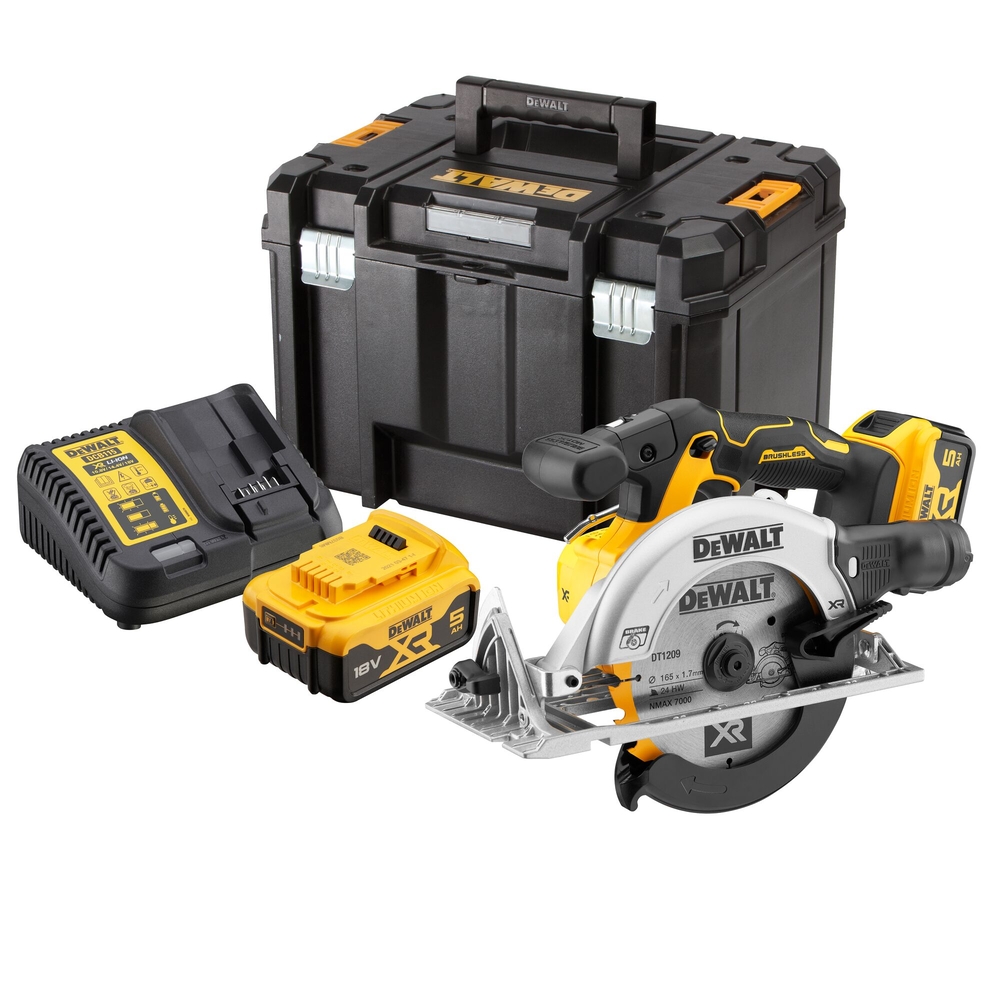 Scie circulaire XR 18 V 5 Ah Li-Ion Brushless 165 mm - DCS565P2-QW - DEWALT