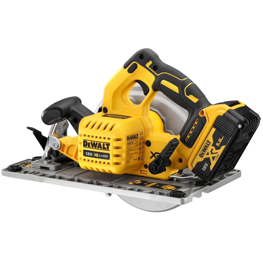 Scie circulaire XR 18 V 5 Ah Li-Ion Brushless 184 mm - compatible rail de guidag - DCS572P2-QW - DEWALT