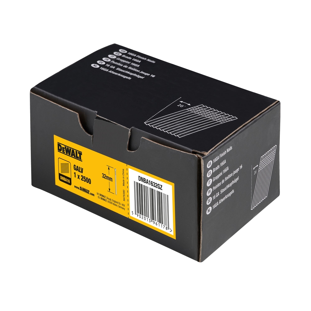 Pointes 16Ga 20°1,2 x 32 mm - DNBA1632GZ - DEWALT