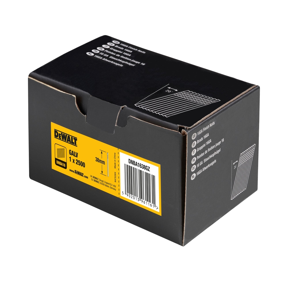 Pointes 16Ga 20°1,2 x 38 mm - DNBA1638GZ - DEWALT