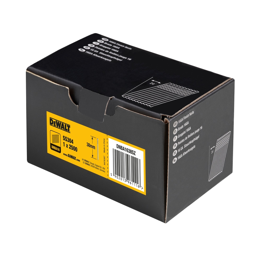 Pointes 16Ga 20° inox 1,2 x 38 mm - DNBA1638SZ - DEWALT