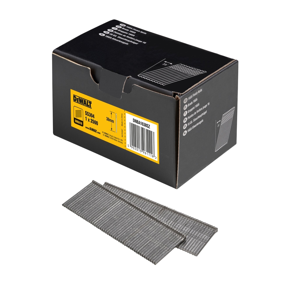 Pointes 16Ga 20° inox 1,2 x 38 mm - DNBA1638SZ - DEWALT