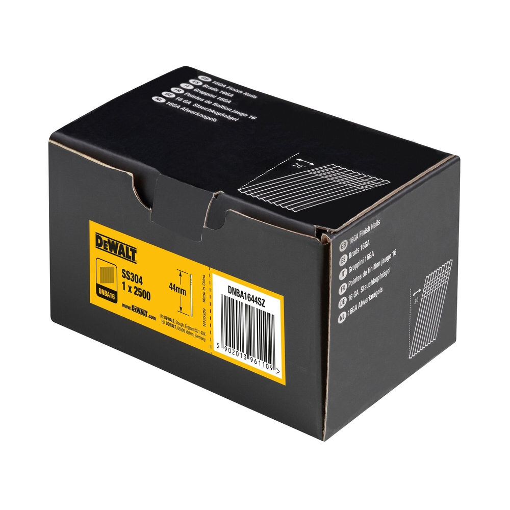 Pointes 16Ga 20° inox 1,2 x 44 mm - DNBA1644SZ - DEWALT