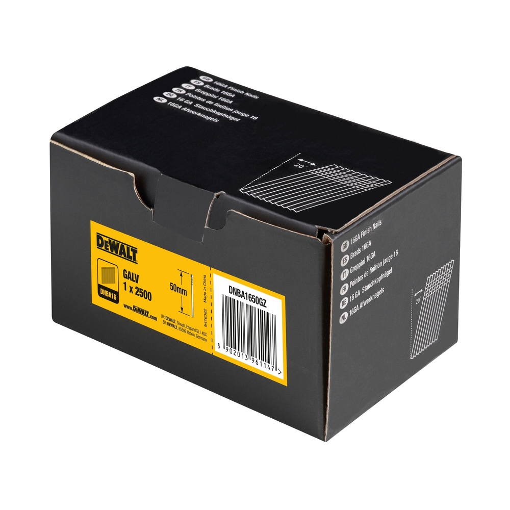 Pointes 16Ga 20° 1,2 x 50 mm - DNBA1650GZ - DEWALT