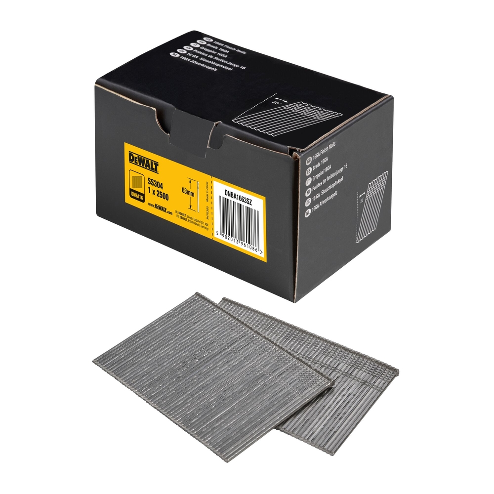 Pointes 16Ga 20° inox 1,2 x 63 mm - DNBA1663SZ - DEWALT