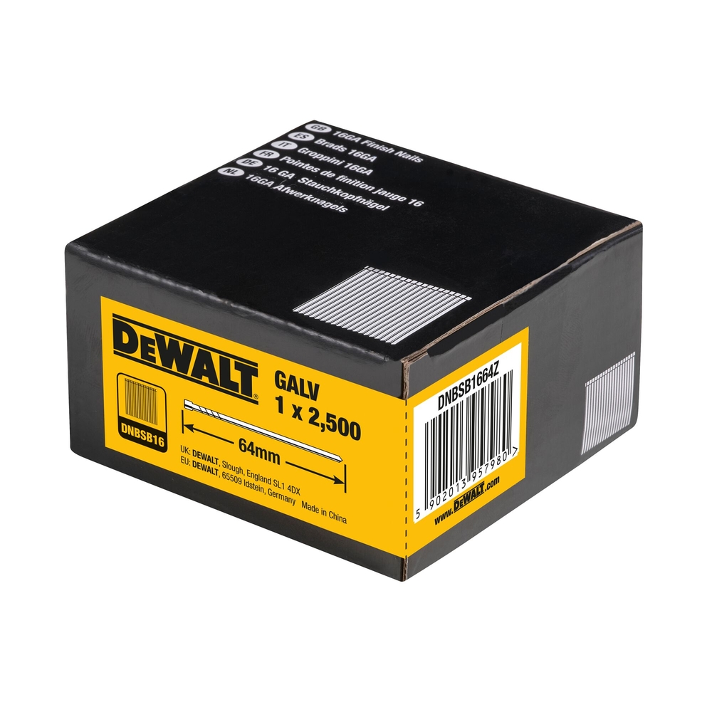 Pointes 16Ga 1,2 x 64 mm - DNBSB1664Z - DEWALT