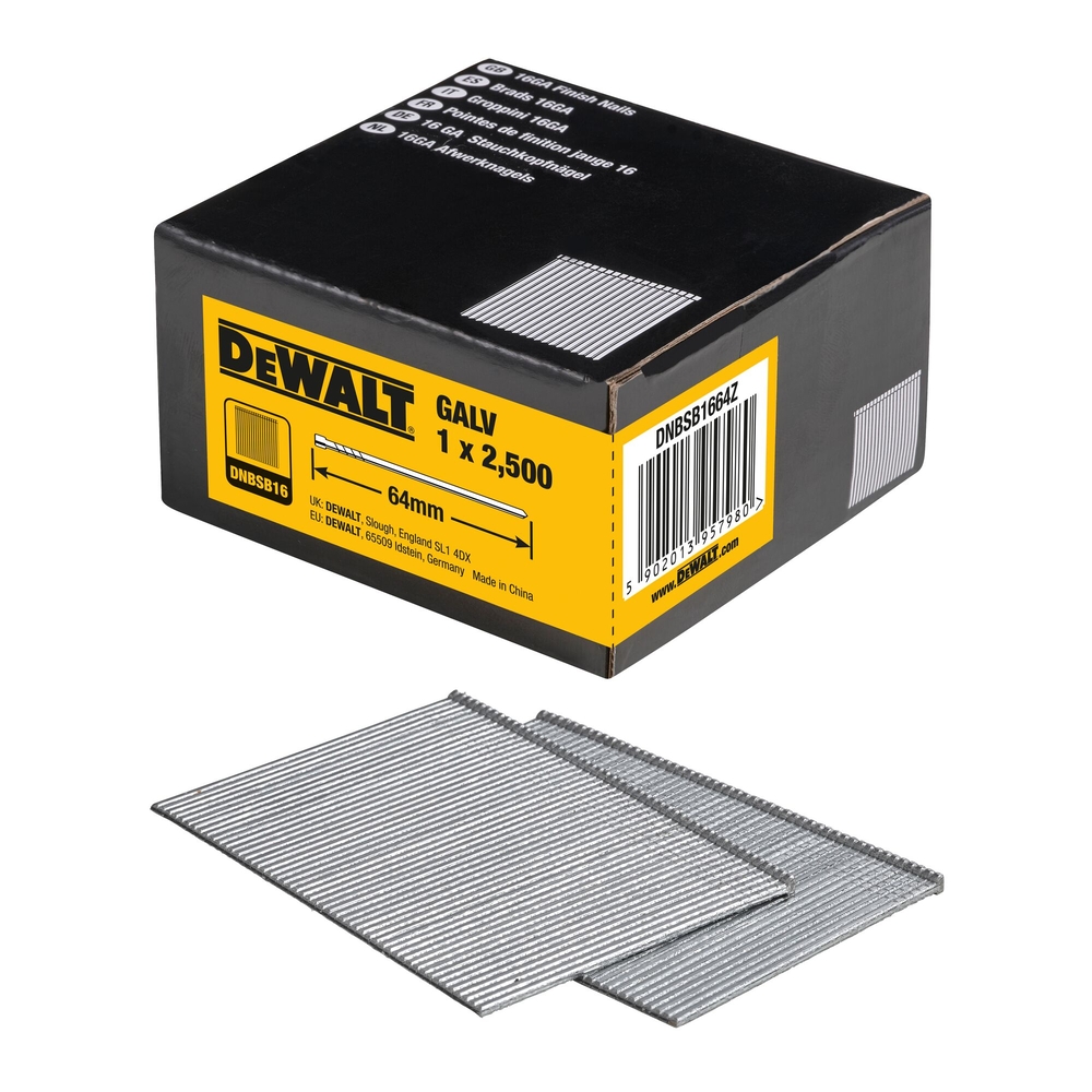 Pointes 16Ga 1,2 x 64 mm - DNBSB1664Z - DEWALT