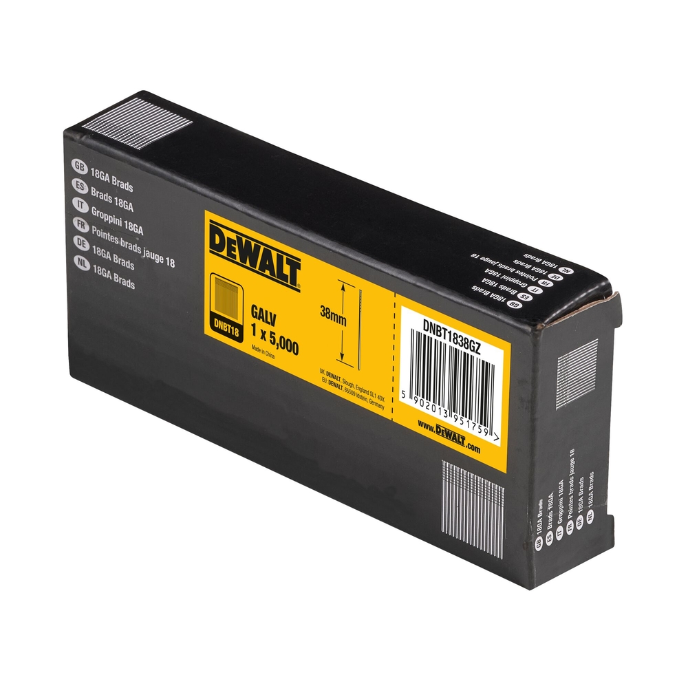 Pointes 18Ga 1,02 x 38 mm - DNBT1838GZ - DEWALT