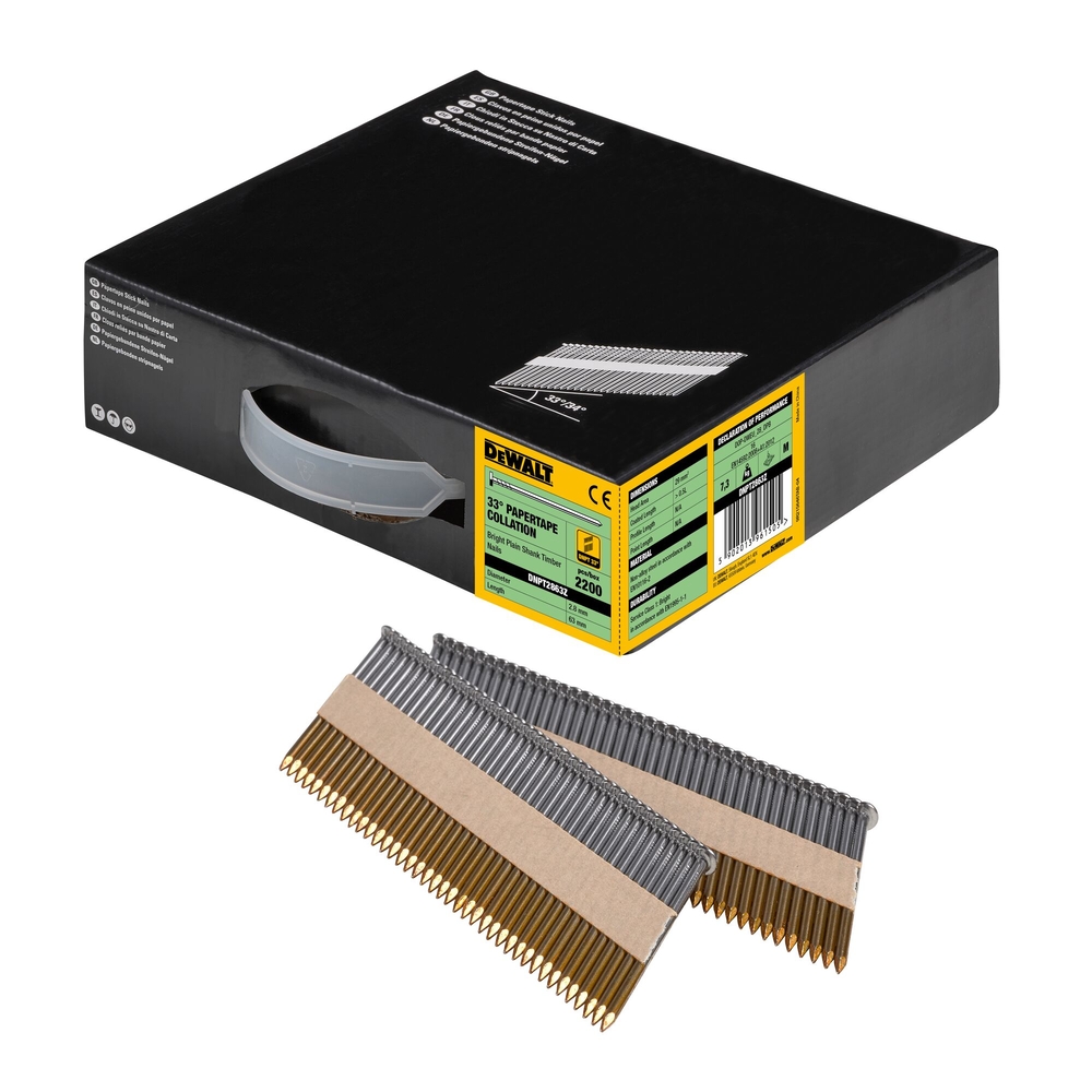 Pointes en bande papier 33° 2,8 x 63 mm - DNPT2863Z - DEWALT