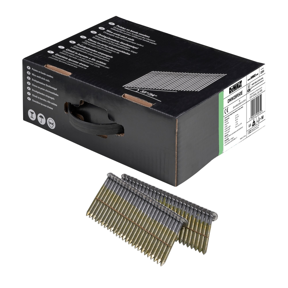 Pointes en bande métal 34° crantées 2,8 x 50 mm - DNW28R50E - DEWALT