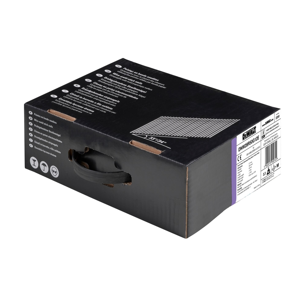 Pointes en bande métal 34° crantées électro-zinguées 2,8 x 50 mm - DNW28R50G12E - DEWALT