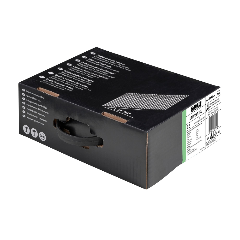 Pointes en bande métal 34° crantées 2,8 x 75 mm - DNW28R75E - DEWALT