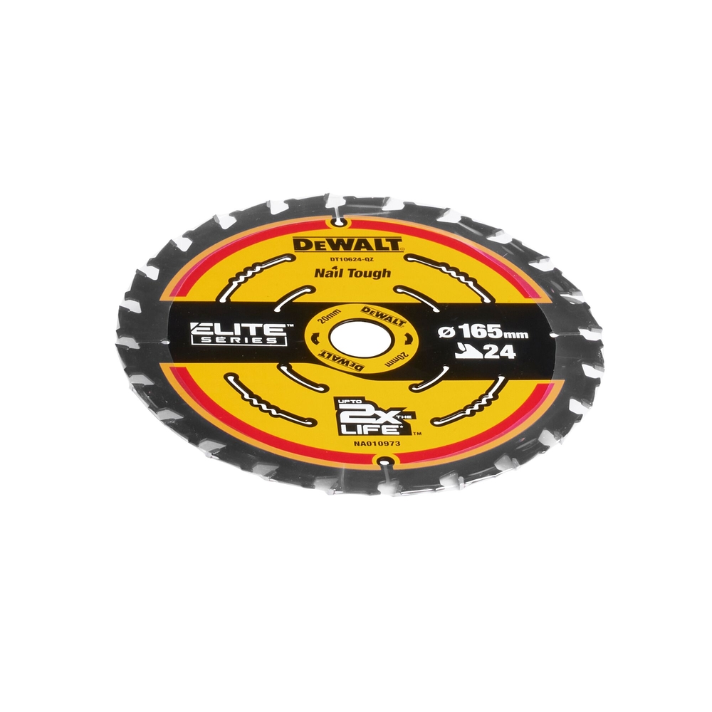 Lame de scie circulaire 165x20 mm, 24 dents, ATB/tronçonnage, angle d'attaque 20 - DT10624-QZ - DEWALT
