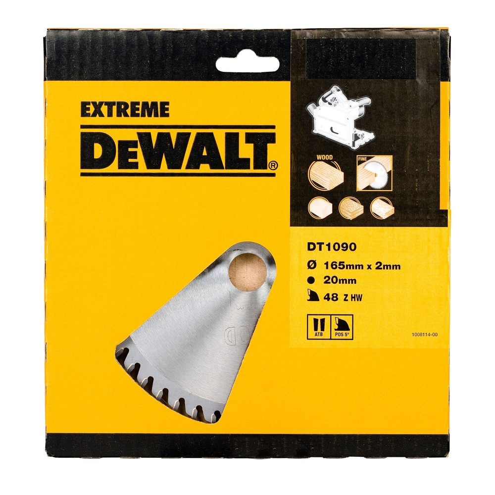 Lame pour scie circulaire plongeante carbure Extreme Workshop 165x20mm 48 dents - DT1090-QZ - DEWALT