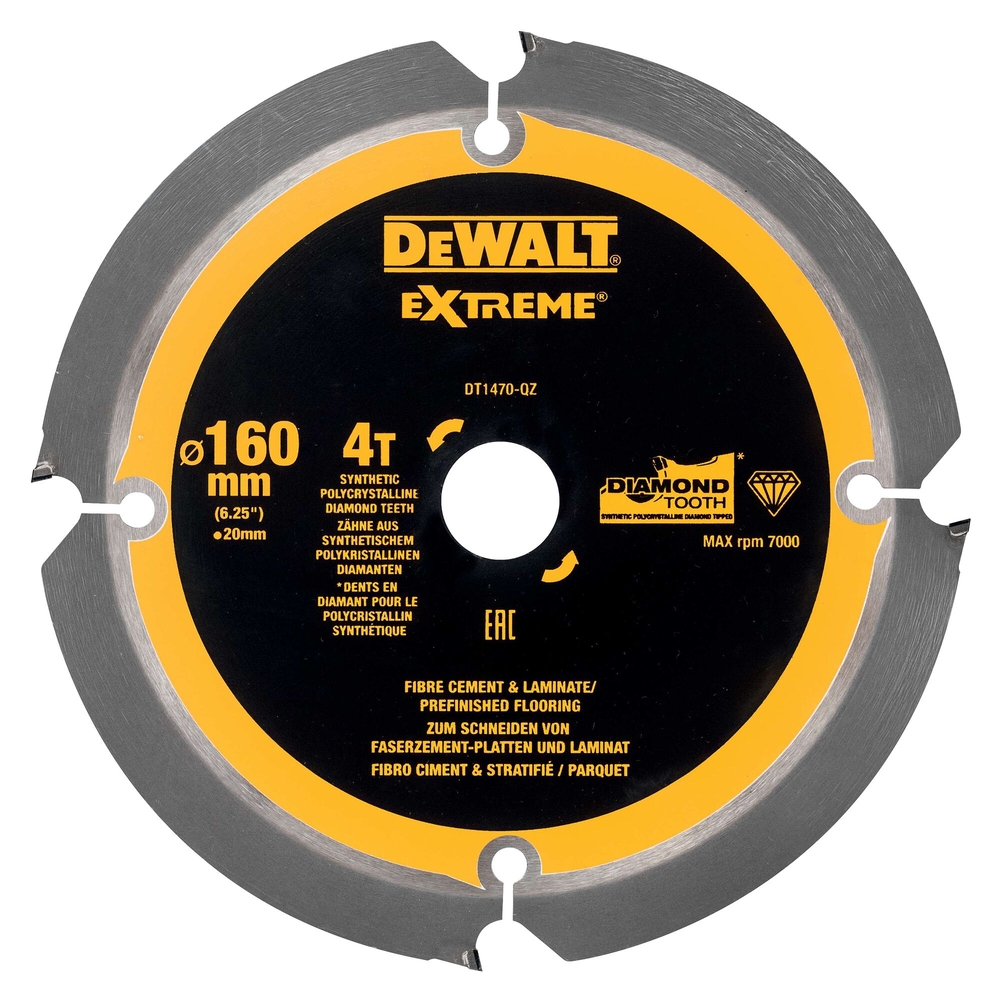Lame de scie circulaire portative denture diamant 160 x 20 mm 4 dents - DT1470-QZ - DEWALT