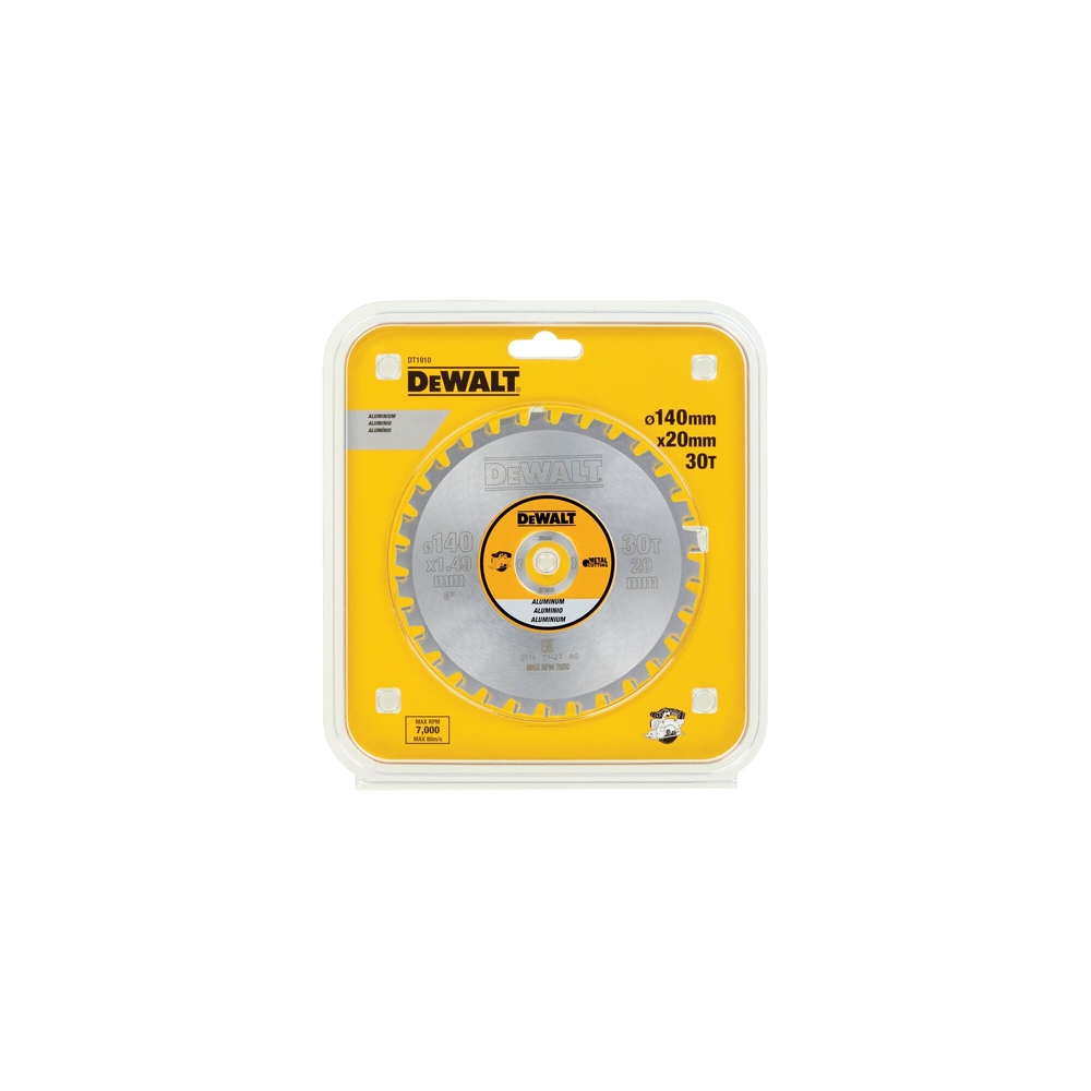 Lame de scie circulaire portative carbure 140 x 20 mm, 30 dents, TCG/aluminium - DT1910-QZ - DEWALT