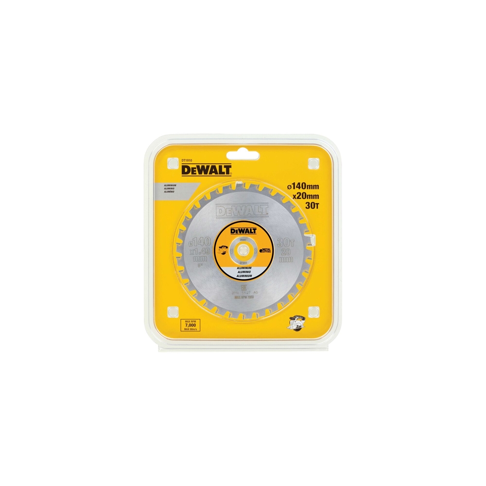 Lame de scie circulaire portative carbure 140 x 20 mm, 30 dents, TCG/aluminium - DT1910-QZ - DEWALT