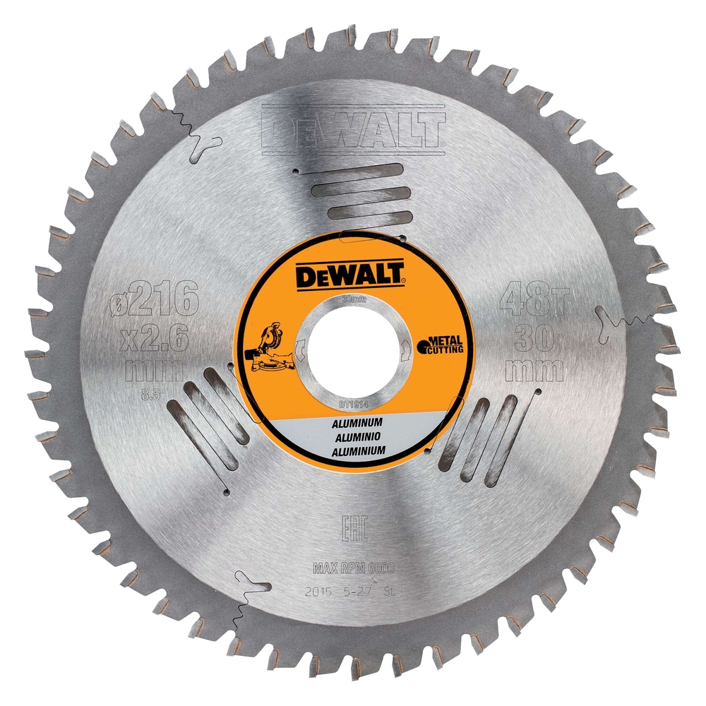 Lame de scie circulaire stationnaire carbure, 216 x 30mm 48 dents, TCG/aluminium - DT1914-QZ - DEWALT