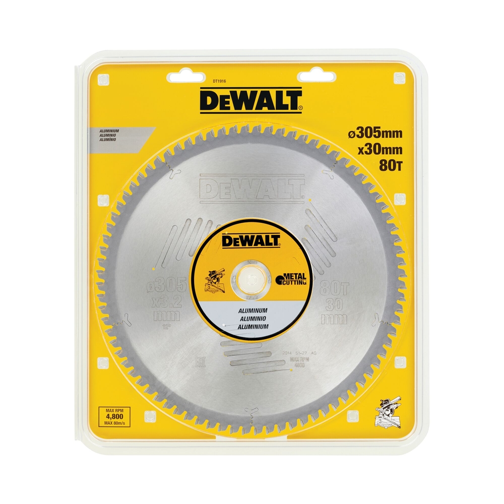 Lame de scie circulaire stationnaire carbure, 305 x 30mm 80 dents, TCG/aluminium - DT1916-QZ - DEWALT