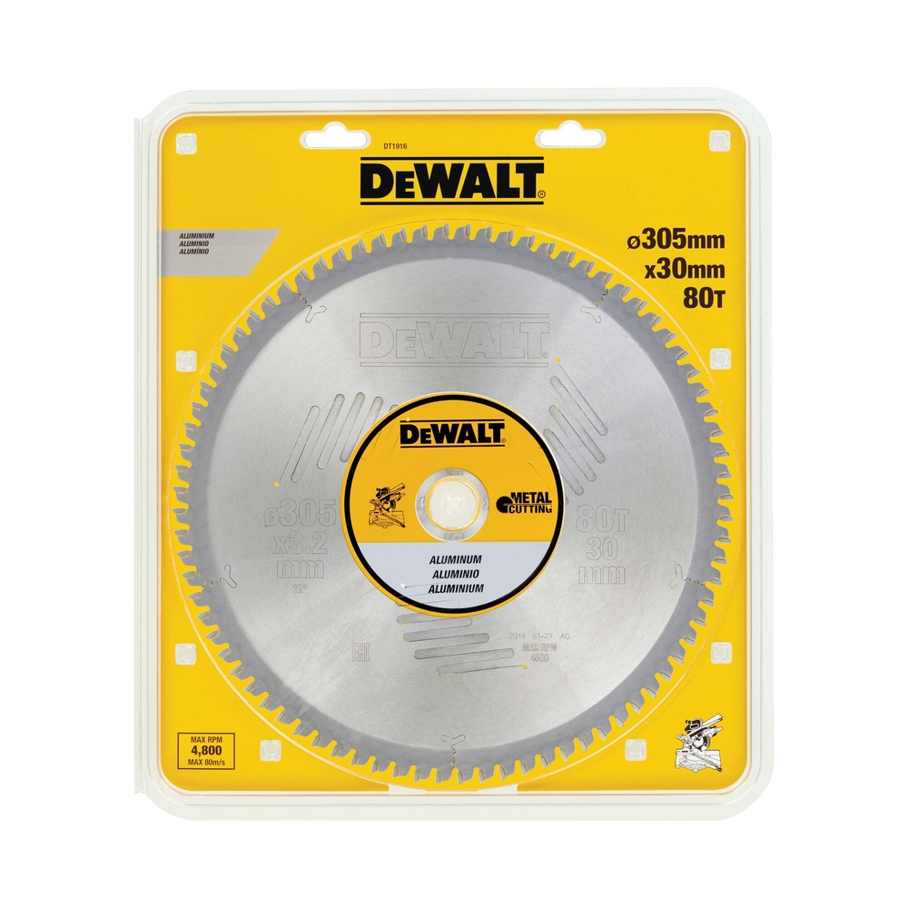 Lame de scie circulaire stationnaire carbure, 305 x 30mm 80 dents, TCG/aluminium - DT1916-QZ - DEWALT