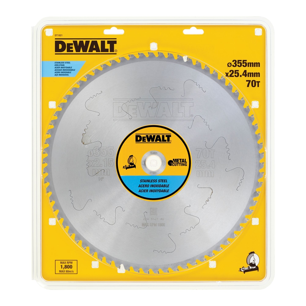 Lame de scie circulaire stationnaire carbure 355 x 25,4 mm MTCG/inox  - DT1921-QZ - DEWALT