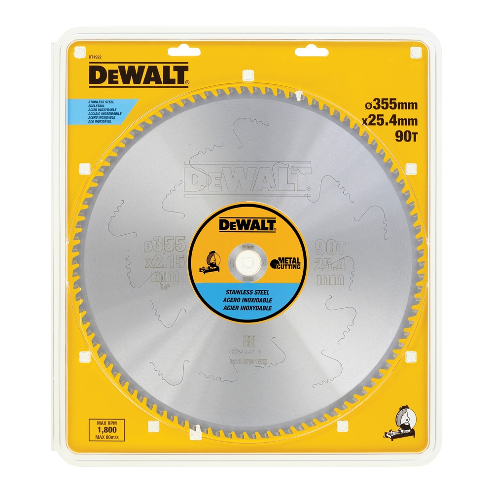 Lame de scie circulaire stationnaire 355 x 25,4 mm/90 dents/angle d'attaque 10 - DT1922-QZ - DEWALT