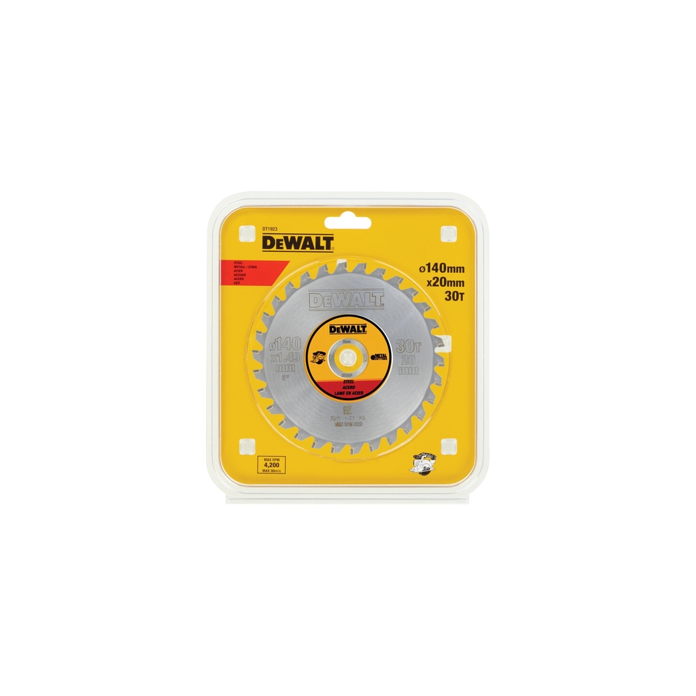 Lame de scie circulaire stationnaire carbure 140 x 20 mm, 30 dents, TCG/métal - DT1923-QZ - DEWALT