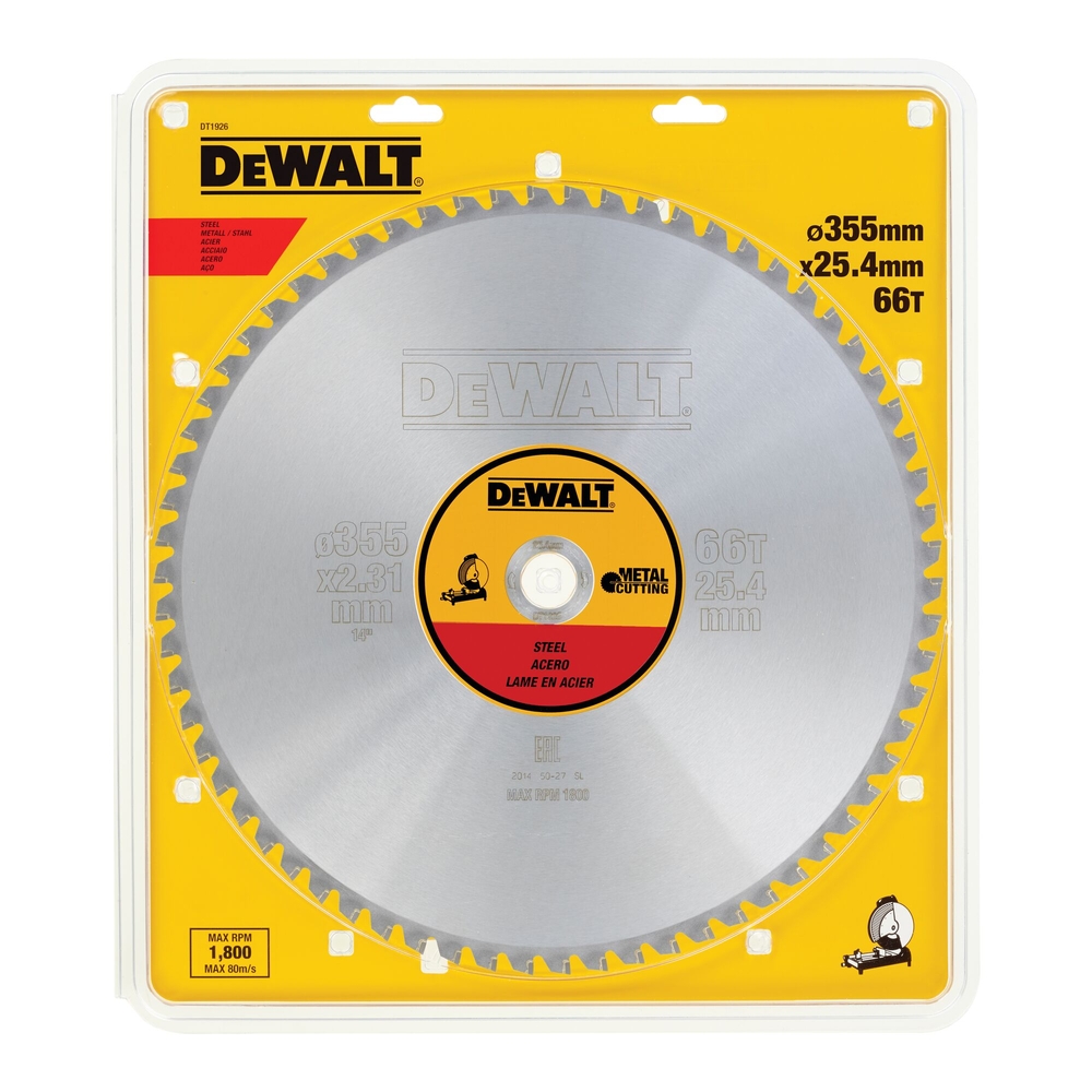 Lame de scie circulaire stationnaire carbure 355 x 25,4 mm, 66 dents, TCG/métal - DT1926-QZ - DEWALT