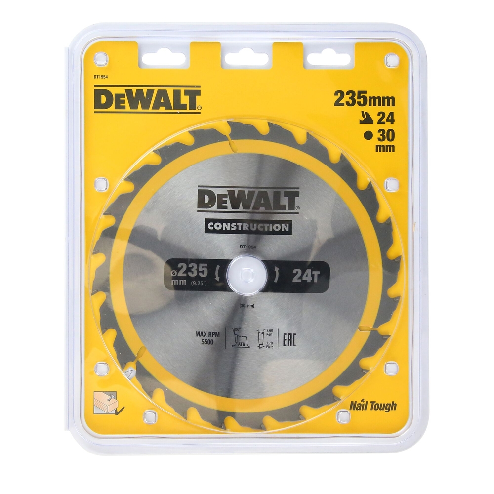 Lame de scie circulaire 235x30 mm, 24 dents, ATB/délignage, angle d'attaque 20 - DT1954-QZ - DEWALT
