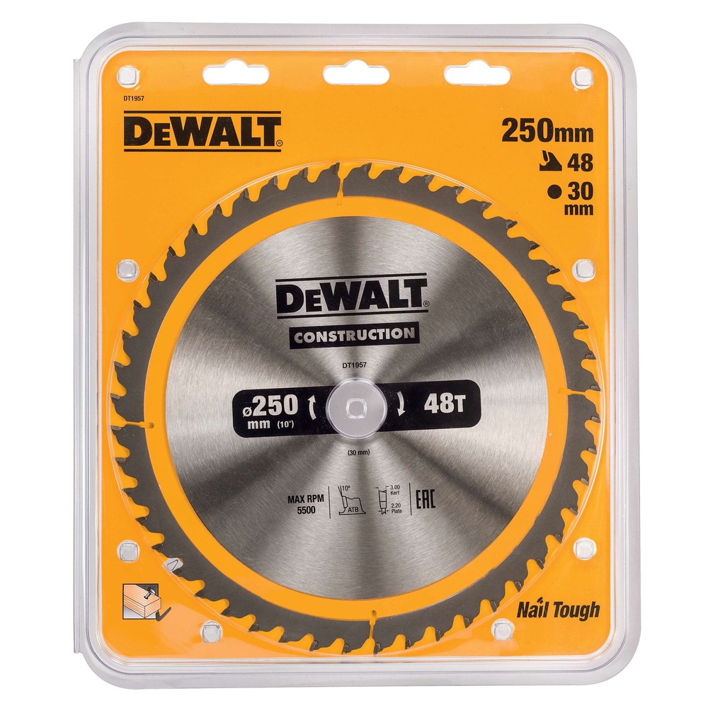 Lames de scie circulaire stationnaire carbure construction 250 x 30 mm, 40 dents - DT1957-QZ - DEWALT