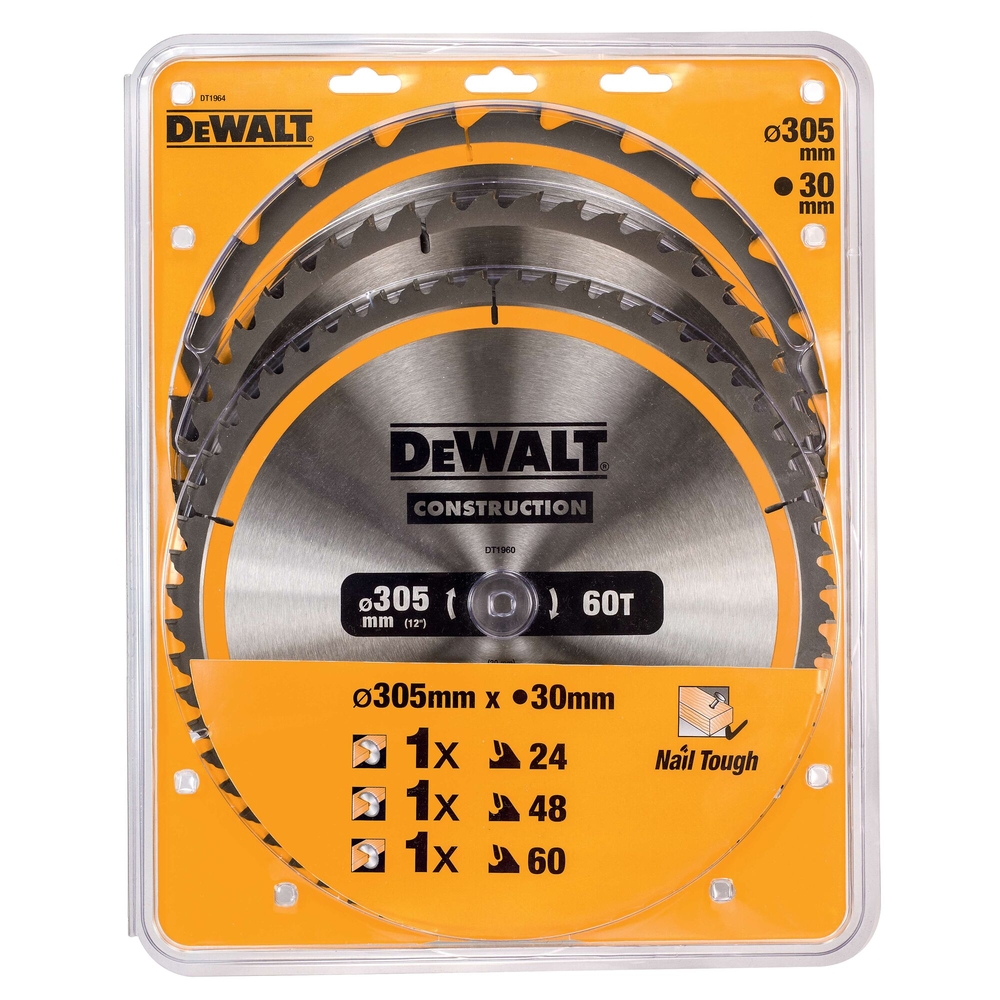 Coffret plastique 3 lames carbure construction pour scie circulaire stationnaire - DT1964-QZ - DEWALT