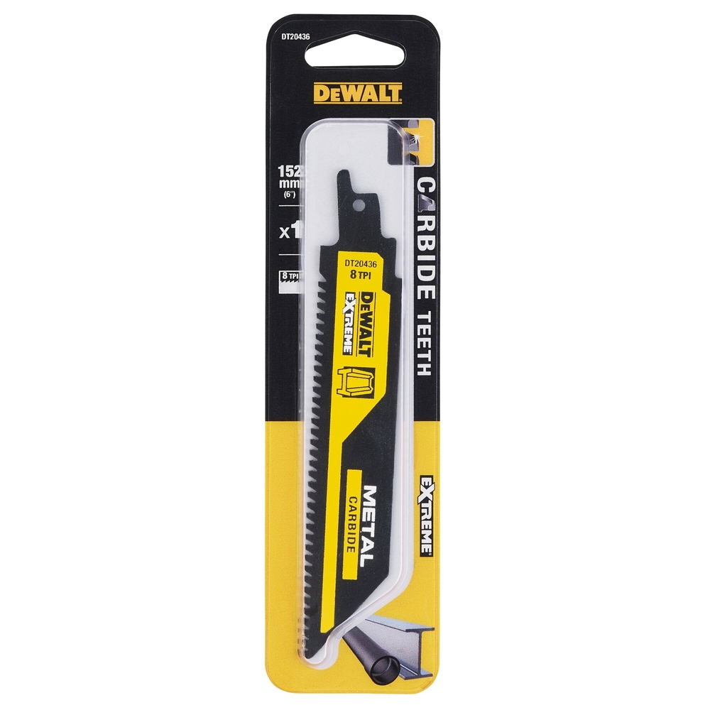 Lame de scie sabre carbure 152 mm pour le métal / 8TPI - DT20436-QZ - DEWALT