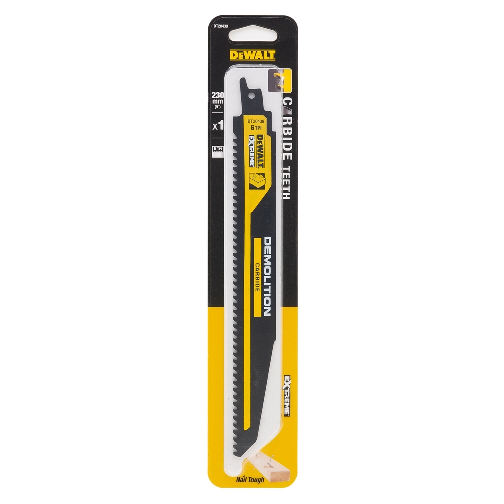 Lame de scie sabre carbure 230 mm pour le bois avec clous / 6TPI - DT20439-QZ - DEWALT