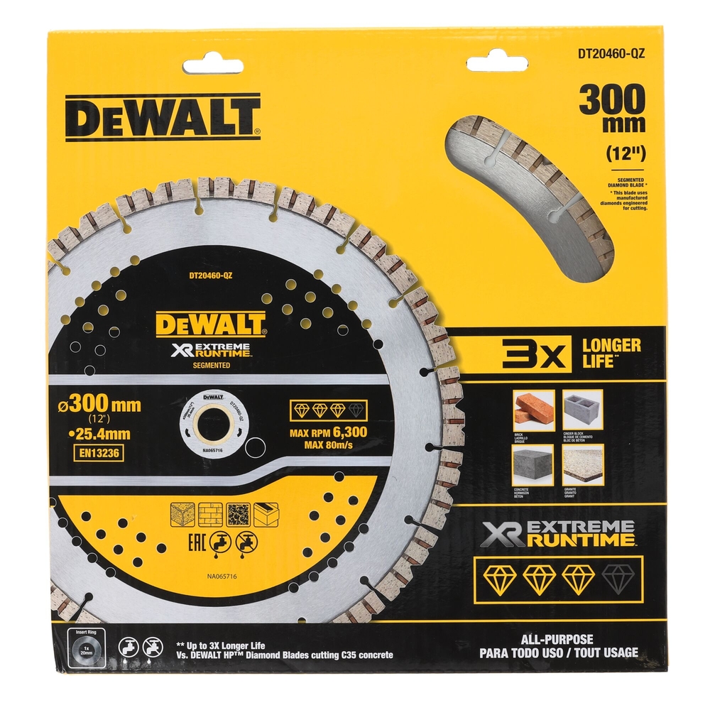Disque béton XR RUNTIME diamant généraliste 305 x 22,23mm - DT20460-QZ - DEWALT