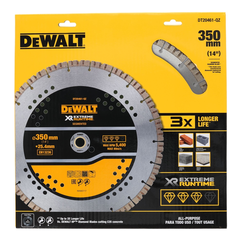Disque béton XR RUNTIME diamant généraliste 355 x 25,4 mm - DT20461-QZ - DEWALT