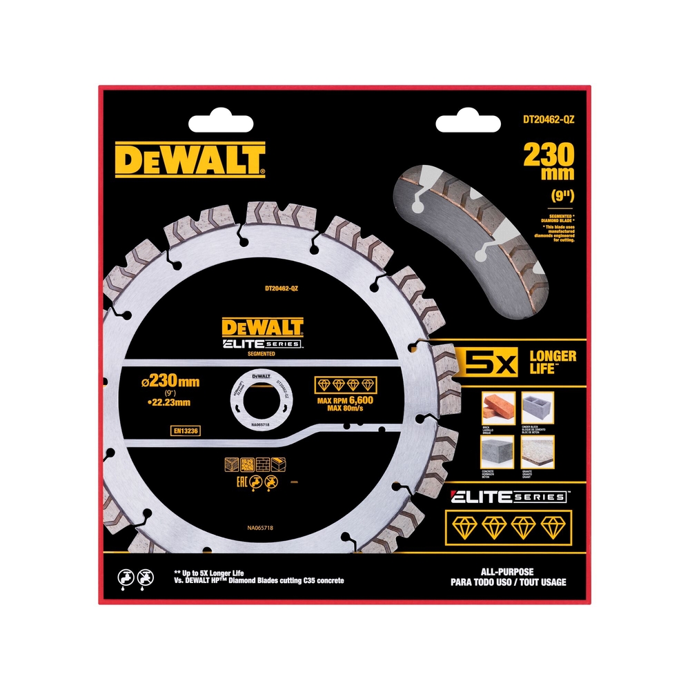 Disque béton ELITE diamant généraliste 230 x 22,23mm - DT20462-QZ - DEWALT