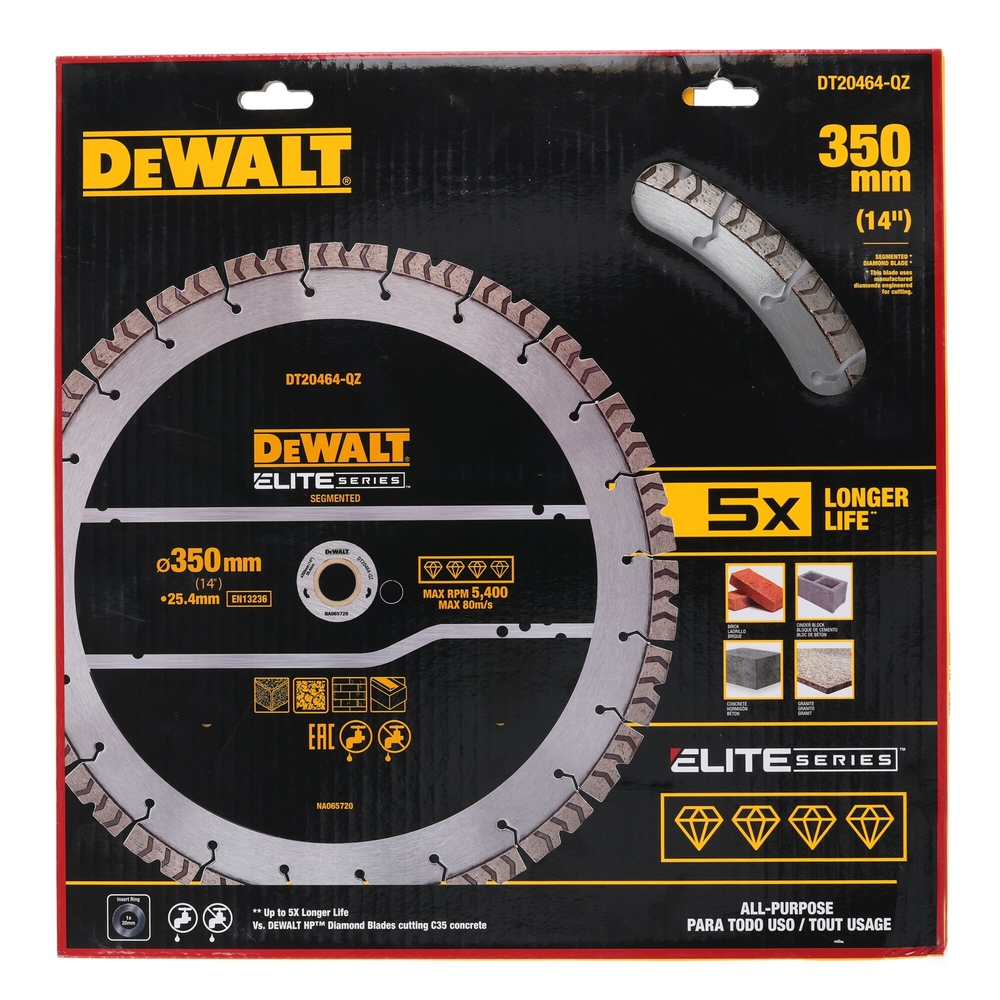 Disque béton ELITE diamant généraliste 355 x 25,4 mm - DT20464-QZ - DEWALT