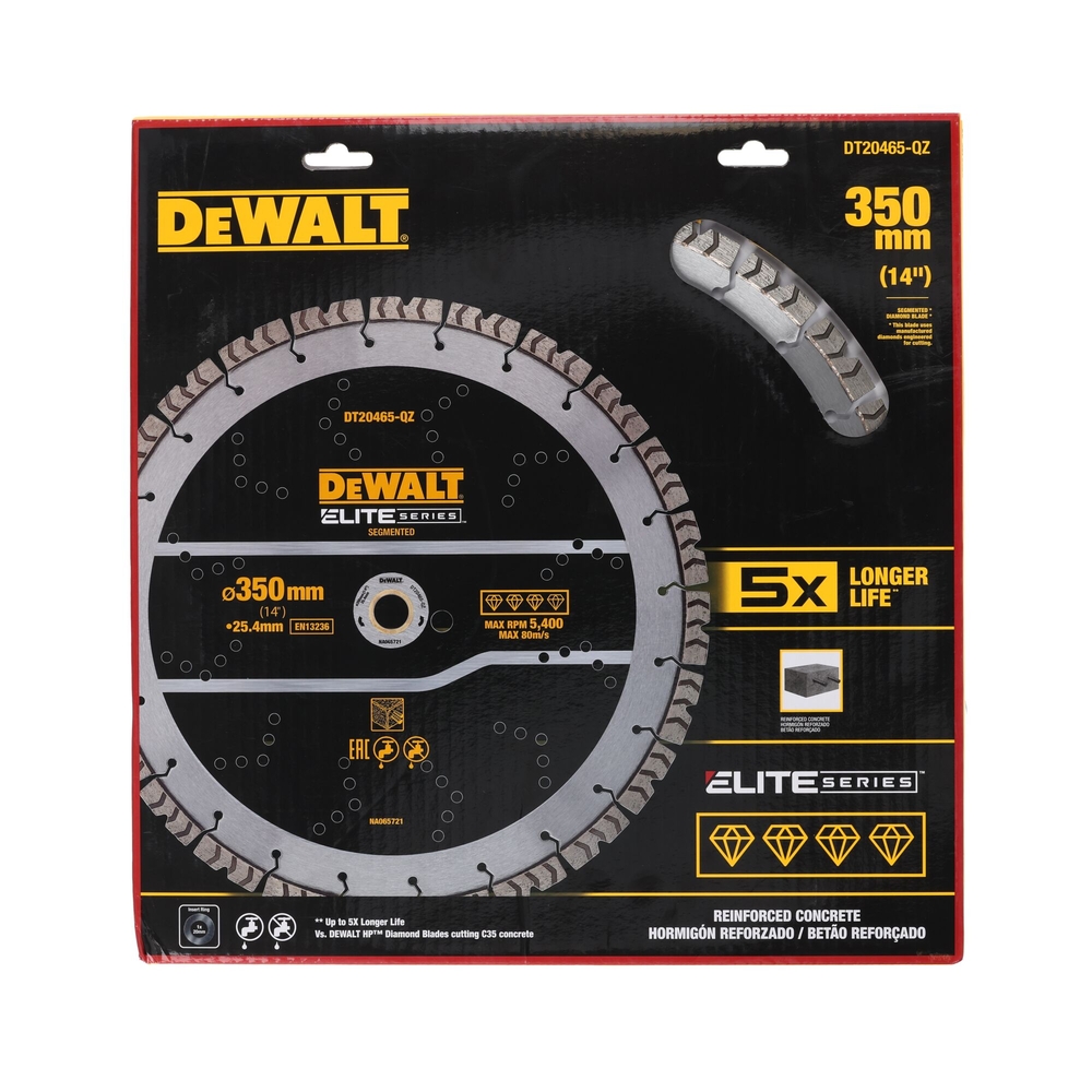 Disque béton dense ELITE diamant 355 x 25,4 mm - DT20465-QZ - DEWALT