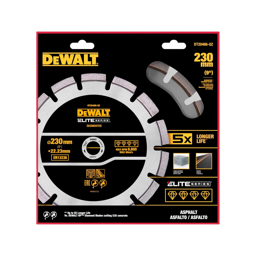 Disque béton asphalte ELITE diamant 230 x 22,23mm - DT20466-QZ - DEWALT