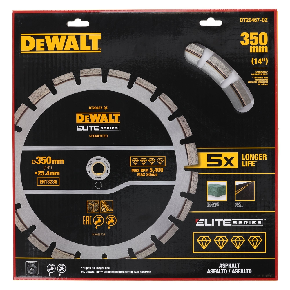Disque béton asphalte ELITE diamant 355 x 25,4 mm - DT20467-QZ - DEWALT