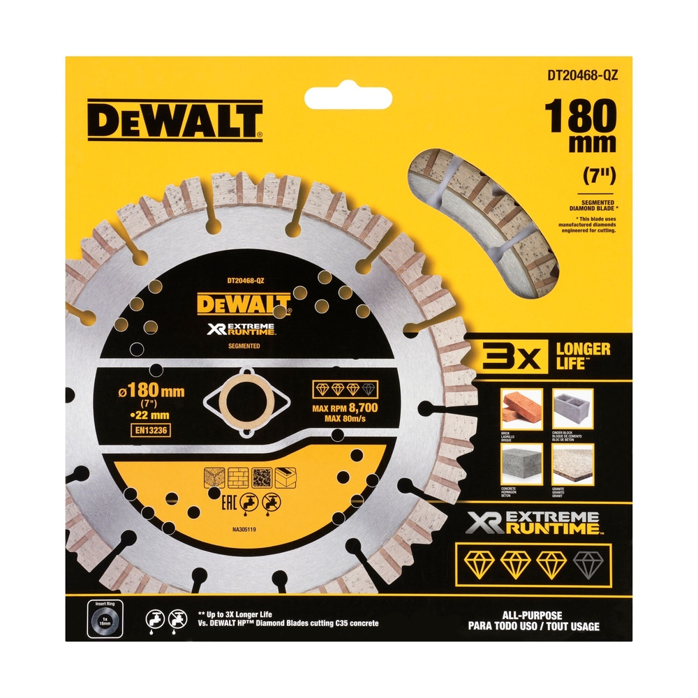 Disque béton XR RUNTIME diamant généraliste 180 x 25,4 mm- DT20468-QZ - DEWALT