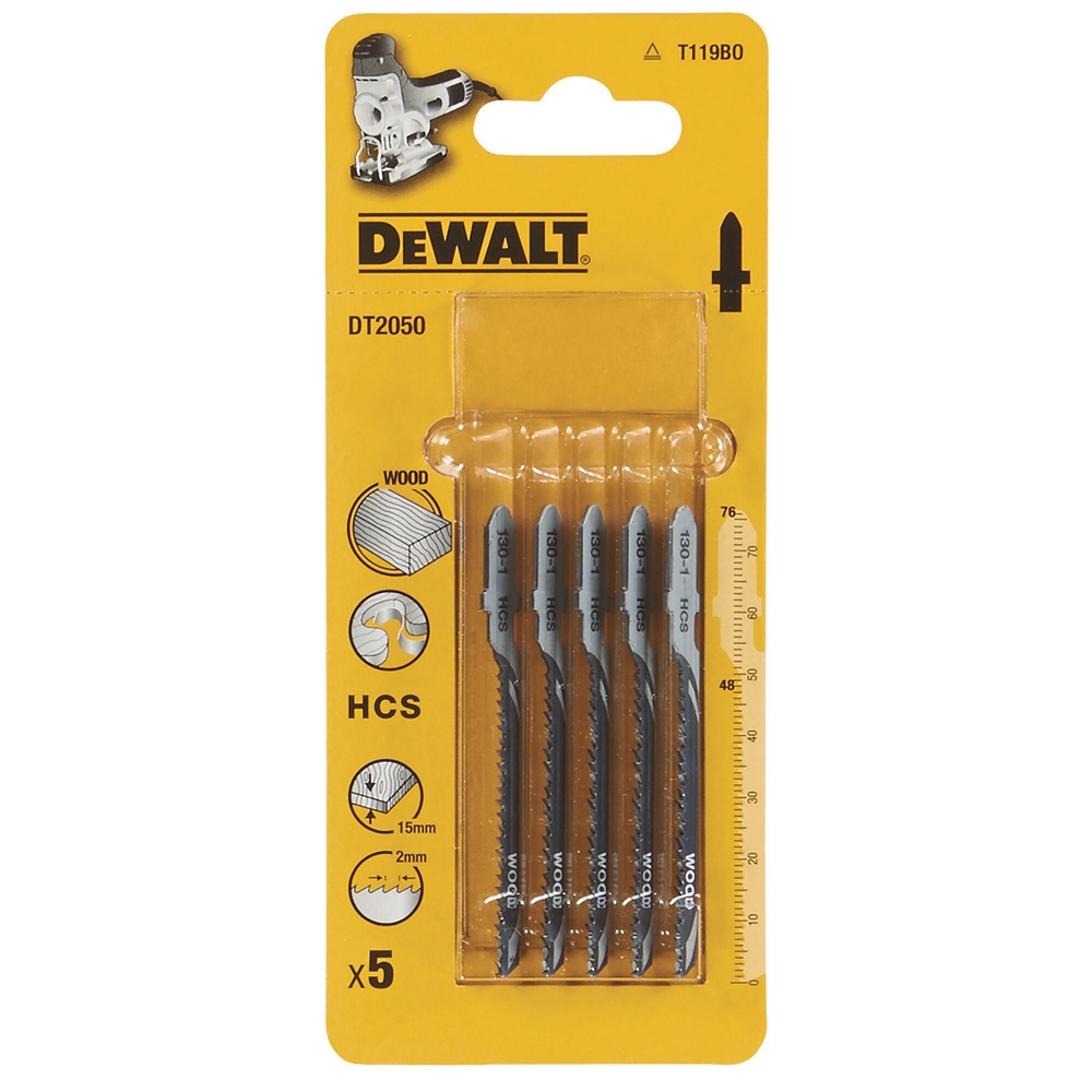 Lame de scie sauteuse bois HCS profondeur de coupe < 15 mm attache en T - DT2050-QZ - DEWALT