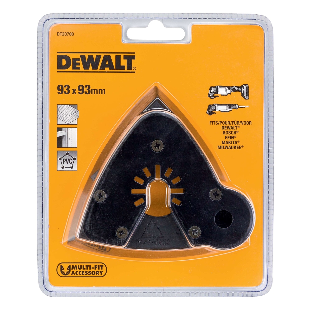 Plateau de ponçage 93 x 93 mm pour multi-cutter - sciage / ponçage  - DT20700-QZ - DEWALT