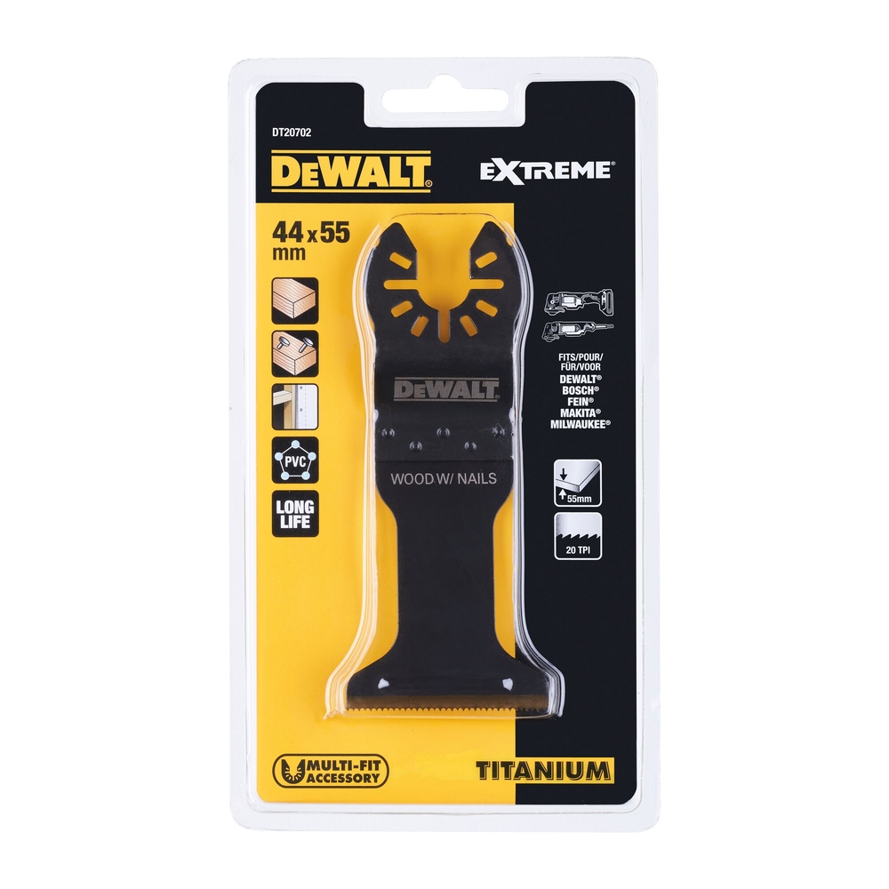 Lame titanium 44x55mm pour multi-cutter - bois avec clous, plaque de plâtre, PVC - DT20702-QZ - DEWALT