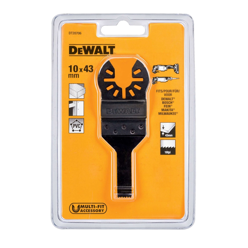 Lame 10x43mm BiM pour multi-cutter - coupe rapide du bois, plaque de plâtre, PVC - DT20706-QZ - DEWALT