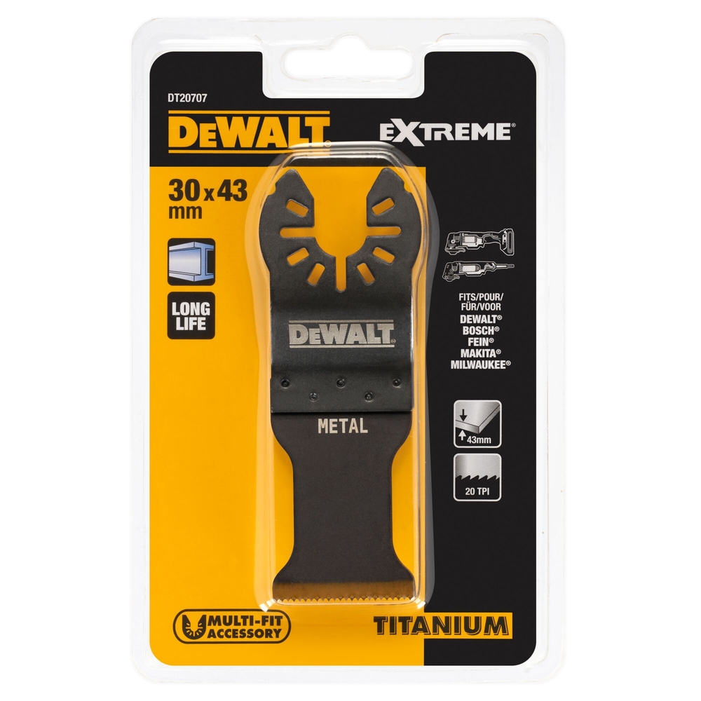 Lame 30 x 43 mm titanium pour multi-cutter pour découpe de métal - DT20707-QZ - DEWALT